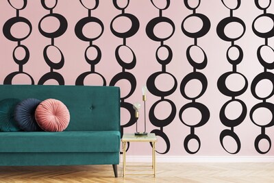 Mid Century Wall Decal, Tilted Circle Chain Decal, Retro Wall Decal, Geometric Decal, Mid Century Decor, Retro Pattern, Palm Springs Modern - image1